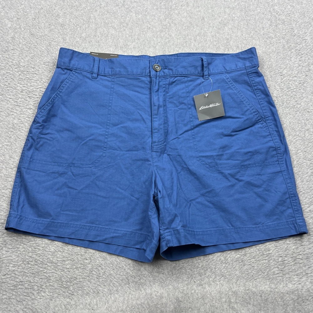 NEW Eddie Bauer Adventure Ripstop Shorts Womens 14 Blue Slightly Curvy Stretch